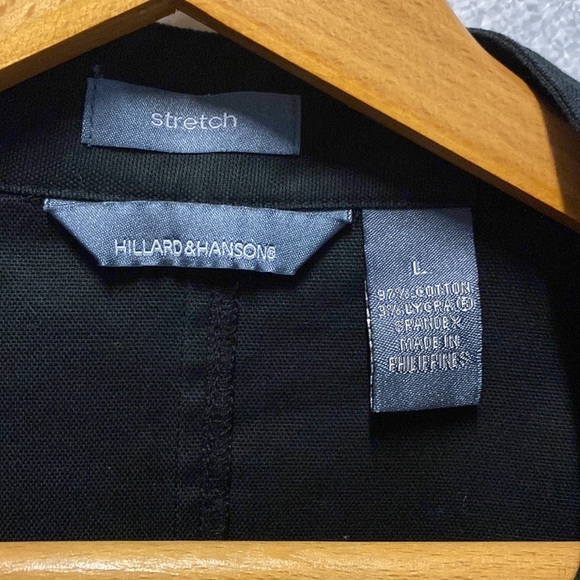 Hillard & Hanson black zip front Manchurian neck zip front stretch blazer jacket - Picture 3 of 5